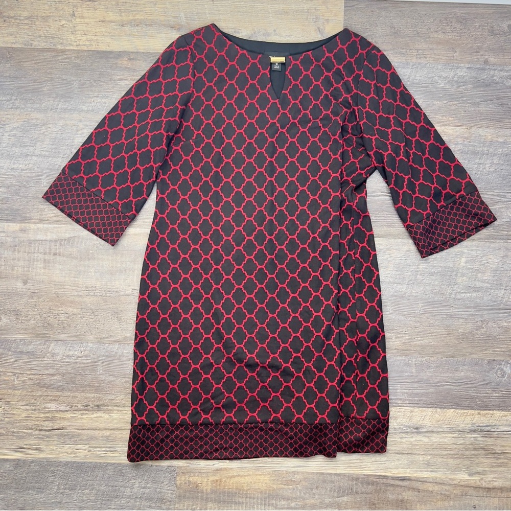 Ronni Nicole black and red knit 3/4 sleeve sweater dress size 18 B99